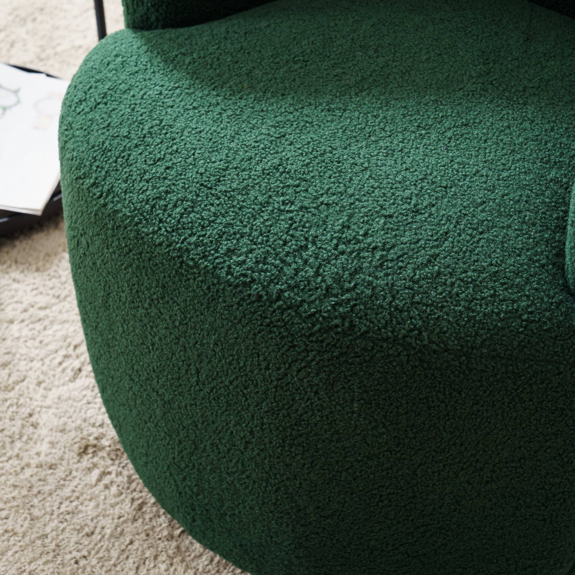 Alt View 5. GOODSILO - Plush Swivel Accent Armchair with Ergonomic Design and 360-Degree Rotation for Modern Interiors - Green.