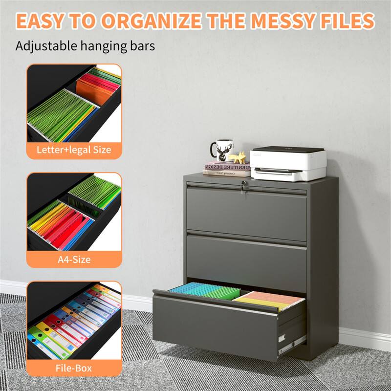 EASY TO ORGANIZE THE MESSY FILES

Adjustable hanging bars

Letter+legal Size

A4-Size

File-Box