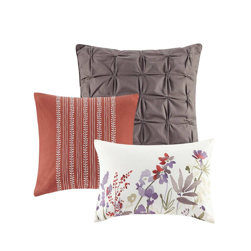 Alt View 4. Gracie Mills - Gracie Mills Millicent 7-Piece Watercolor Floral Cotton Comforter Set - White/Red.