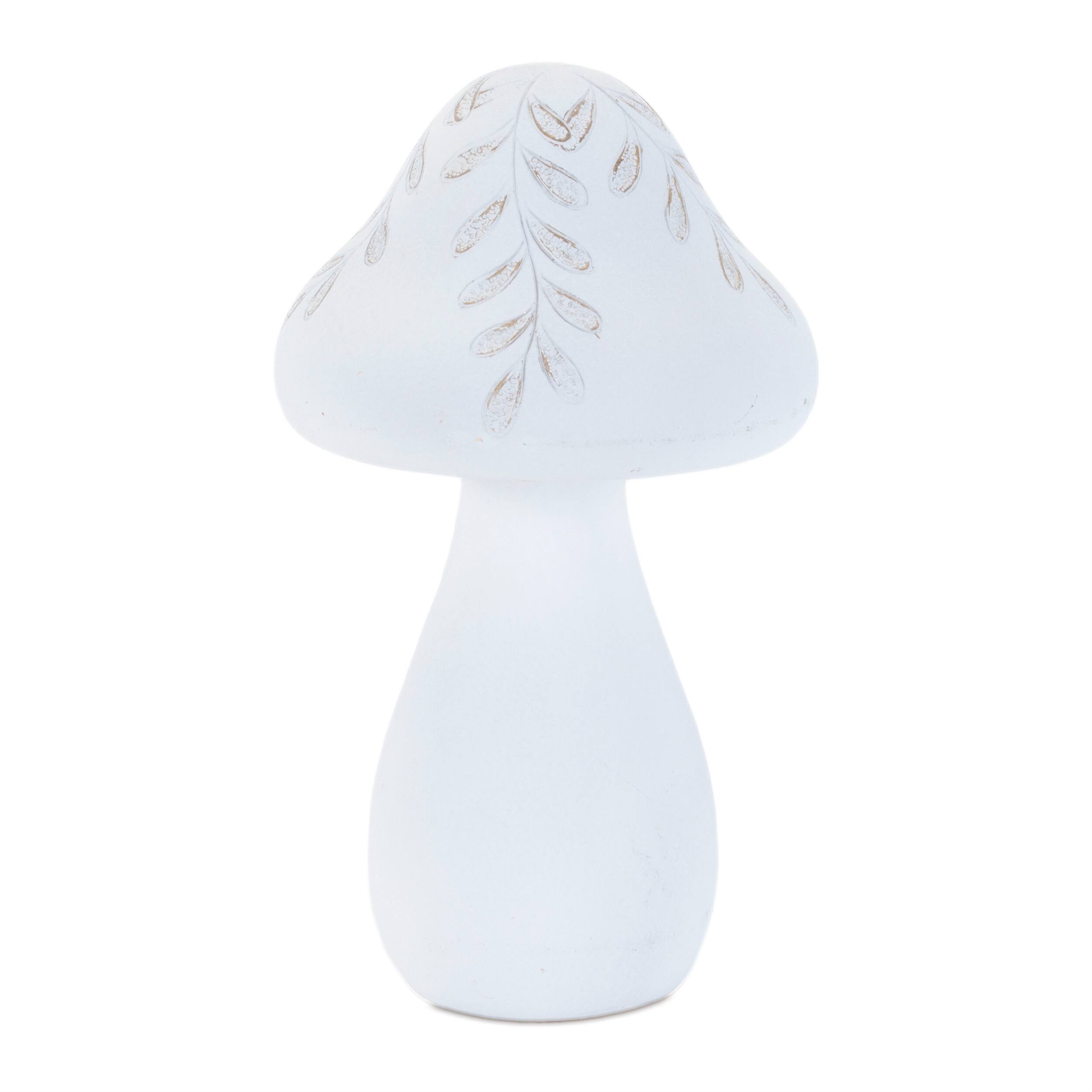 Angle. BreeBe - Etched Mushroom Decor (Set of 2) - White.