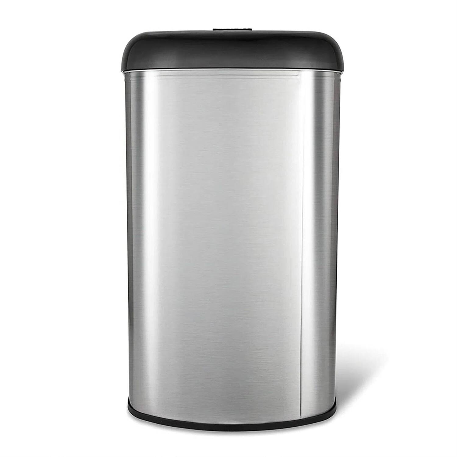 Left. Hivvago - Stainless Steel Black Open Top 13-Gallon Kitchen Trash Can with No Lid - Silver, Black.