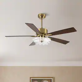 Parrot Uncle - 52" Modern LED Ceiling Fan with Remote and Light Guide Plate Shade Design - Gold
