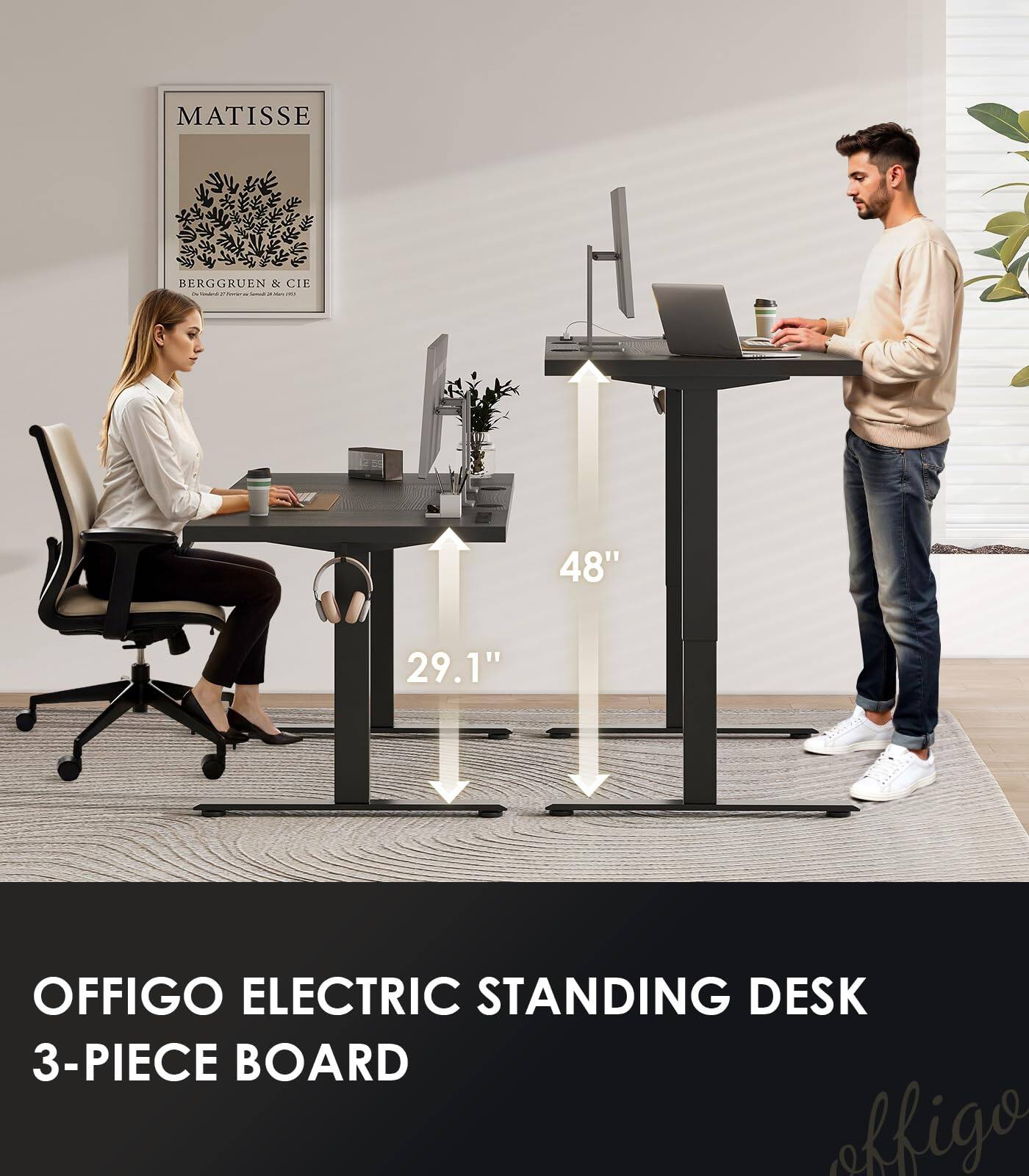 MATISSE BERGGRUEN & CIE

OFFIGO ELECTRIC STANDING DESK 3-PIECE BOARD

48" 29.1"