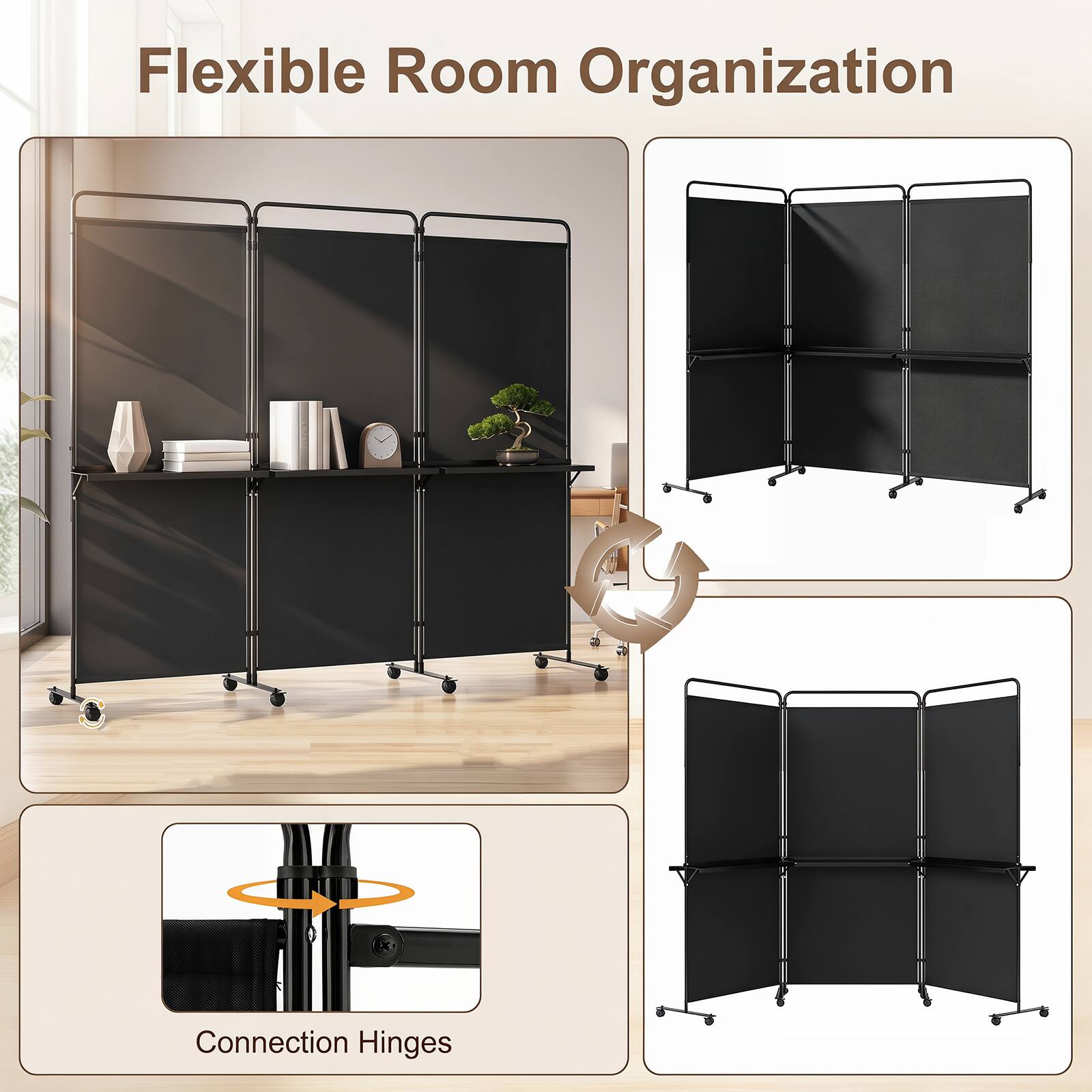 Flexible Room Organization

Connection Hinges