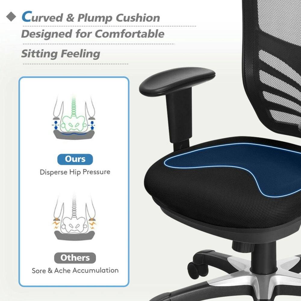 Curved & Plump Cushion  
Designed for Comfortable Sitting Feeling  

Ours  
Disperse Hip Pressure  

Others  
Sore & Ache Accumulation