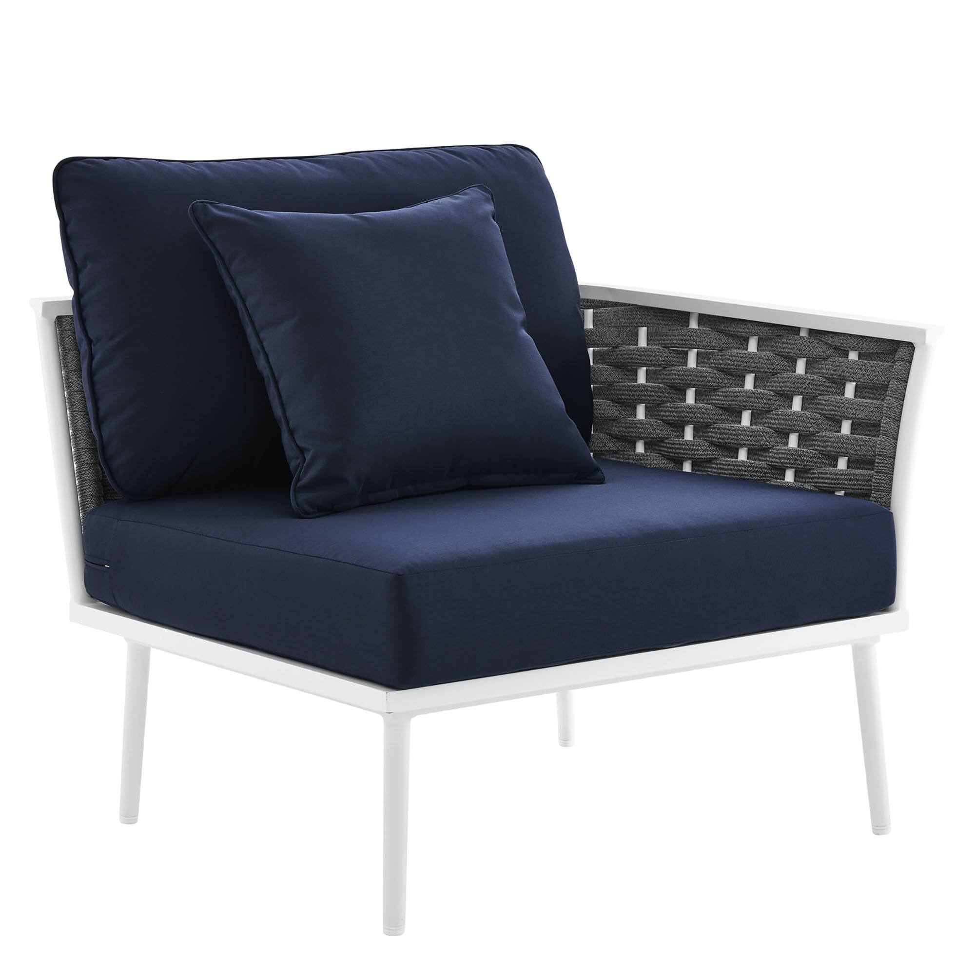 Angle. Modway - Stance Outdoor Patio Aluminum Right-Facing Armchair by Modway - White Navy.