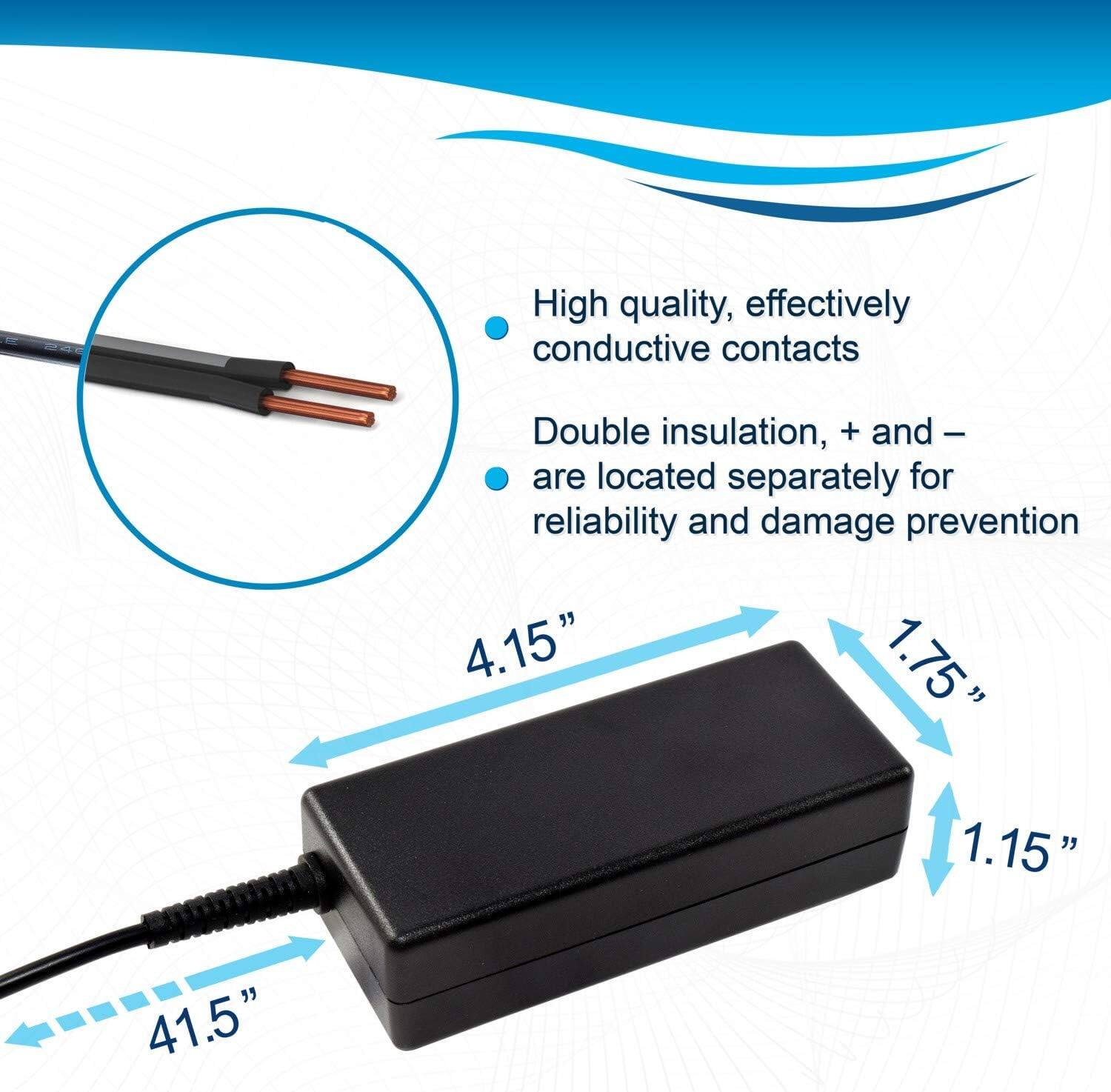 High quality, effectively conductive contacts  
Double insulation, + and - are located separately for reliability and damage prevention  

4.15"  
1.75"  
1.15"  
41.5"