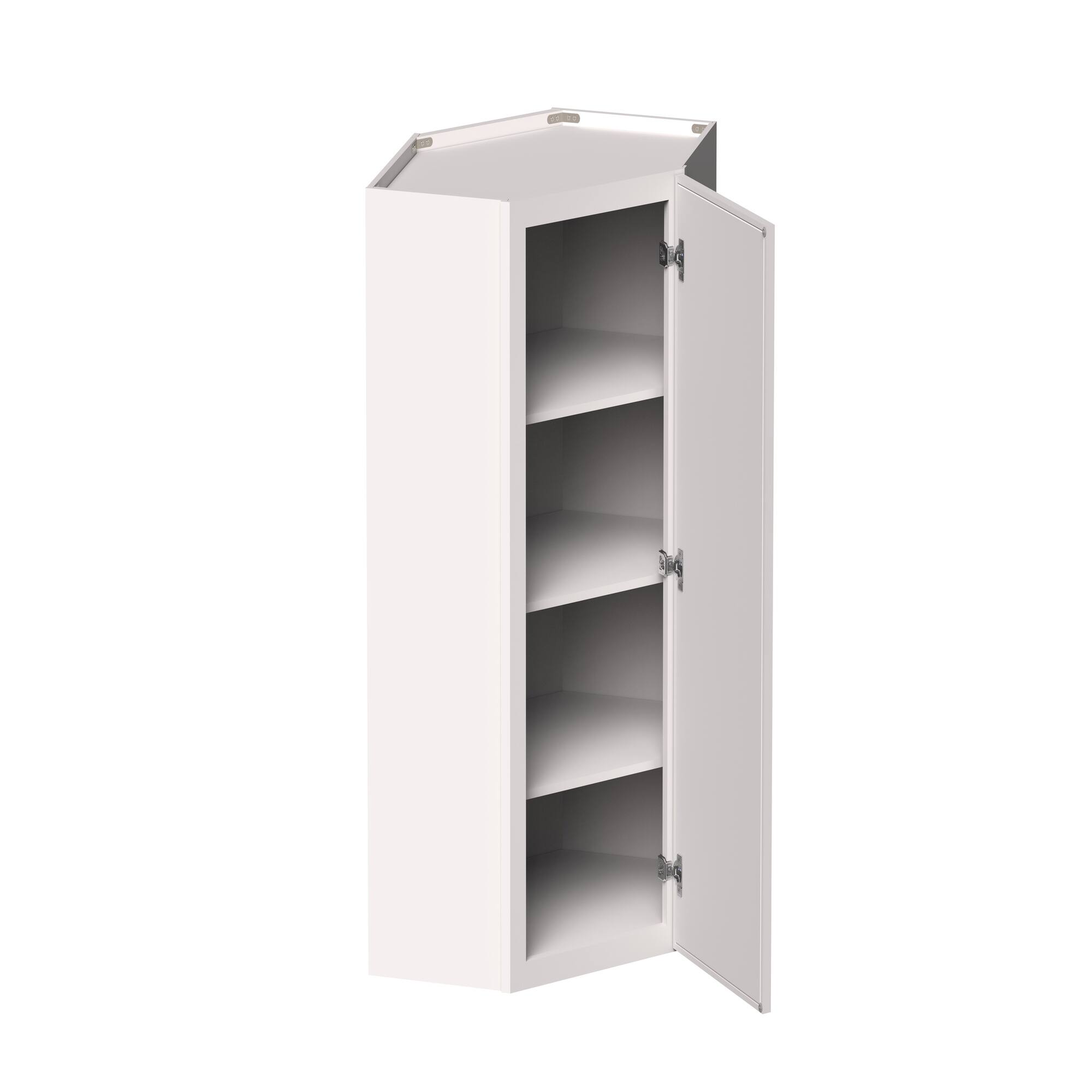 Front. Boyel Living - 24-in W x 42-in H x 12-in D Slim Shaker RTA Kitchen Diagonal Corner Wall Cabinet with Soft-Close - Snow White.