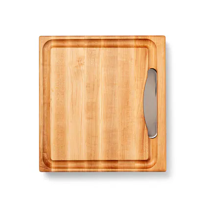 Front. John Boos - John Boos Reversible Wood Cutting Board with Juice Groove & Tray, Maple - Brown.