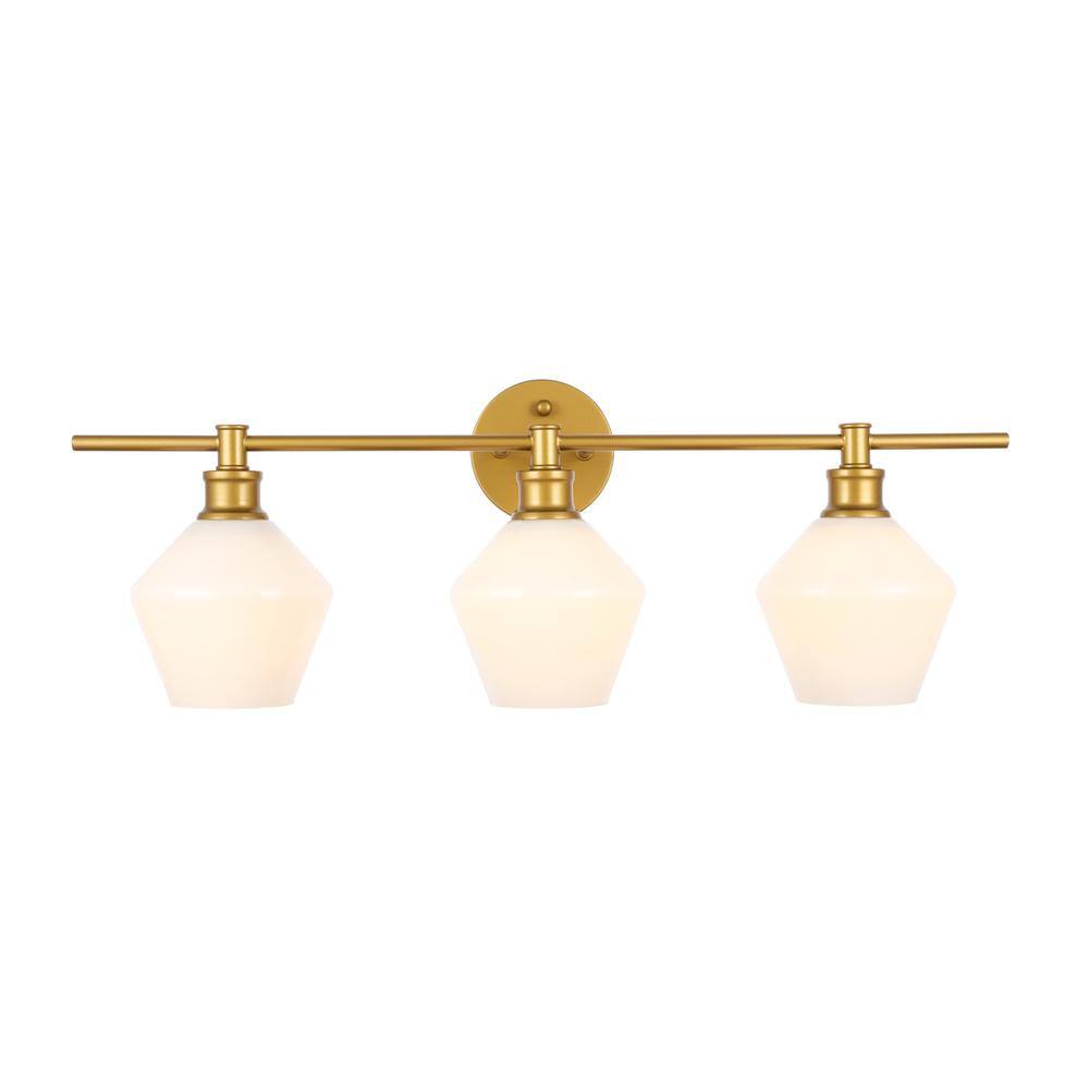 Alt View 2. Living District - Gene 3 light Brass and Frosted white glass Wall sconce - Brass And Frosted White Glass.