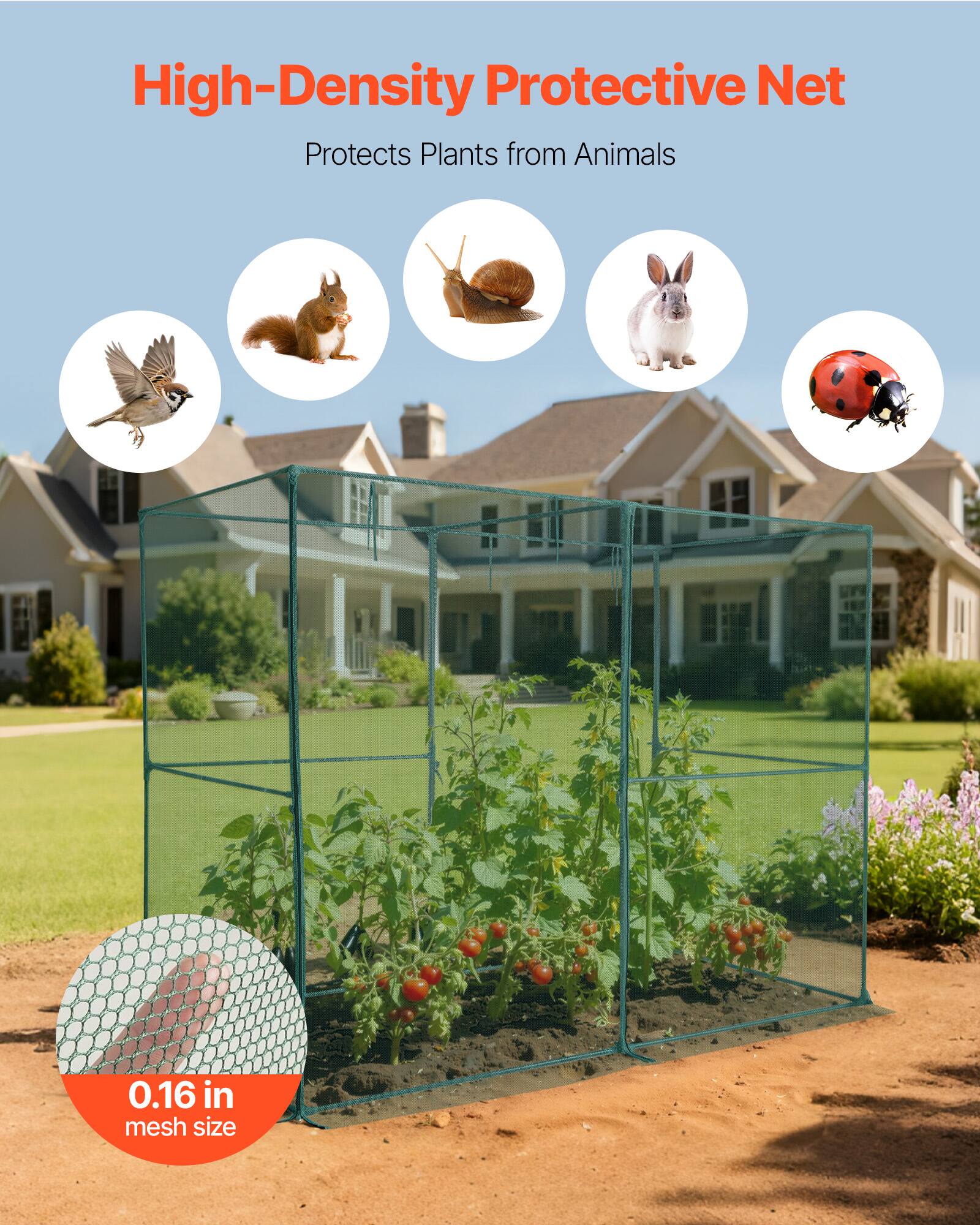 High-Density Protective Net  
Protects Plants from Animals  

0.16 in mesh size