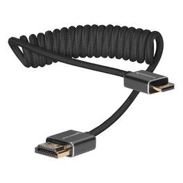 Kondor Blue - Mini HDMI to Full HDMI Cable 12" -24" Braided Coiled | for On-Camera Monitors, Capture Cards + More - Black