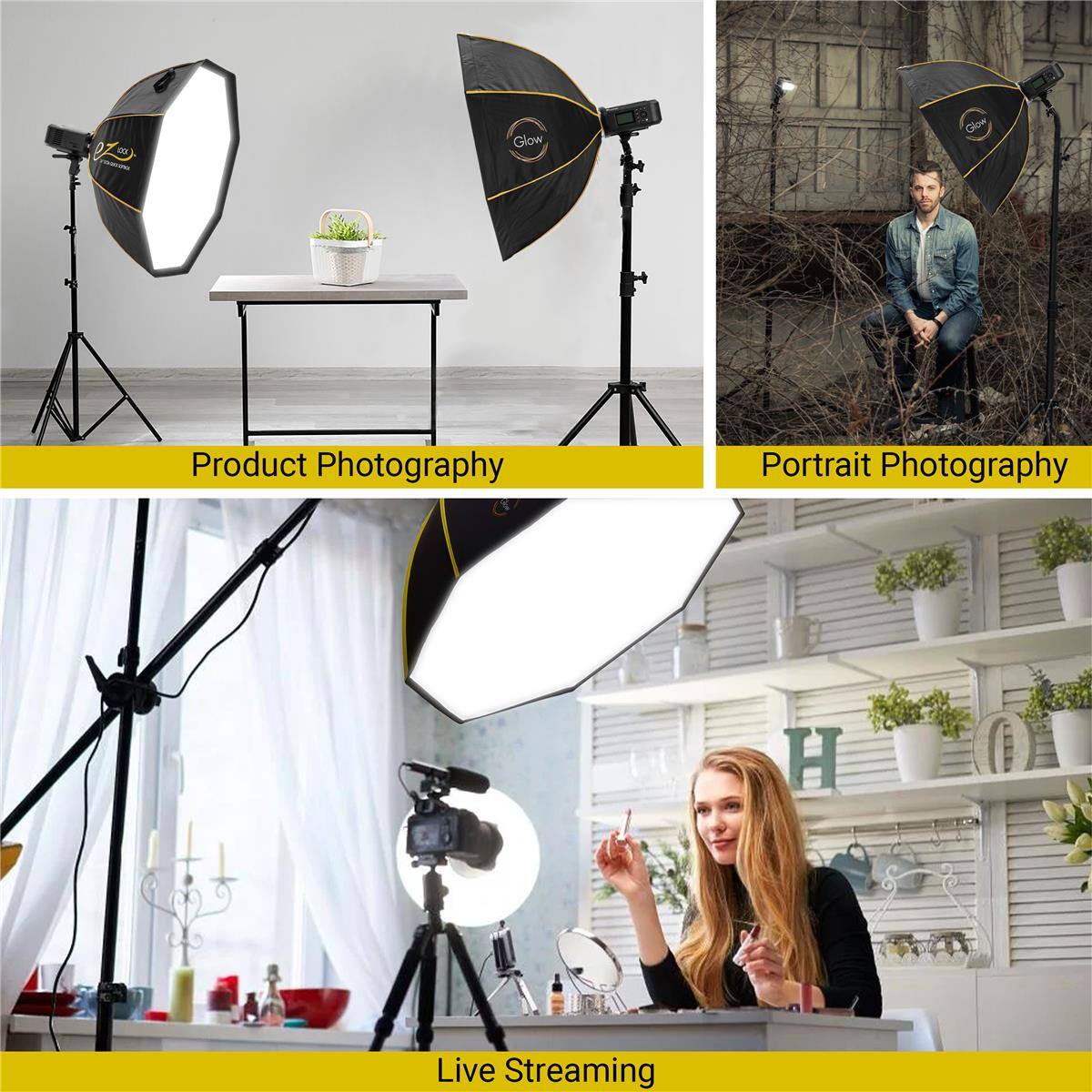 Glow Glow  
Product Photography  
Portrait Photography  
Live Streaming