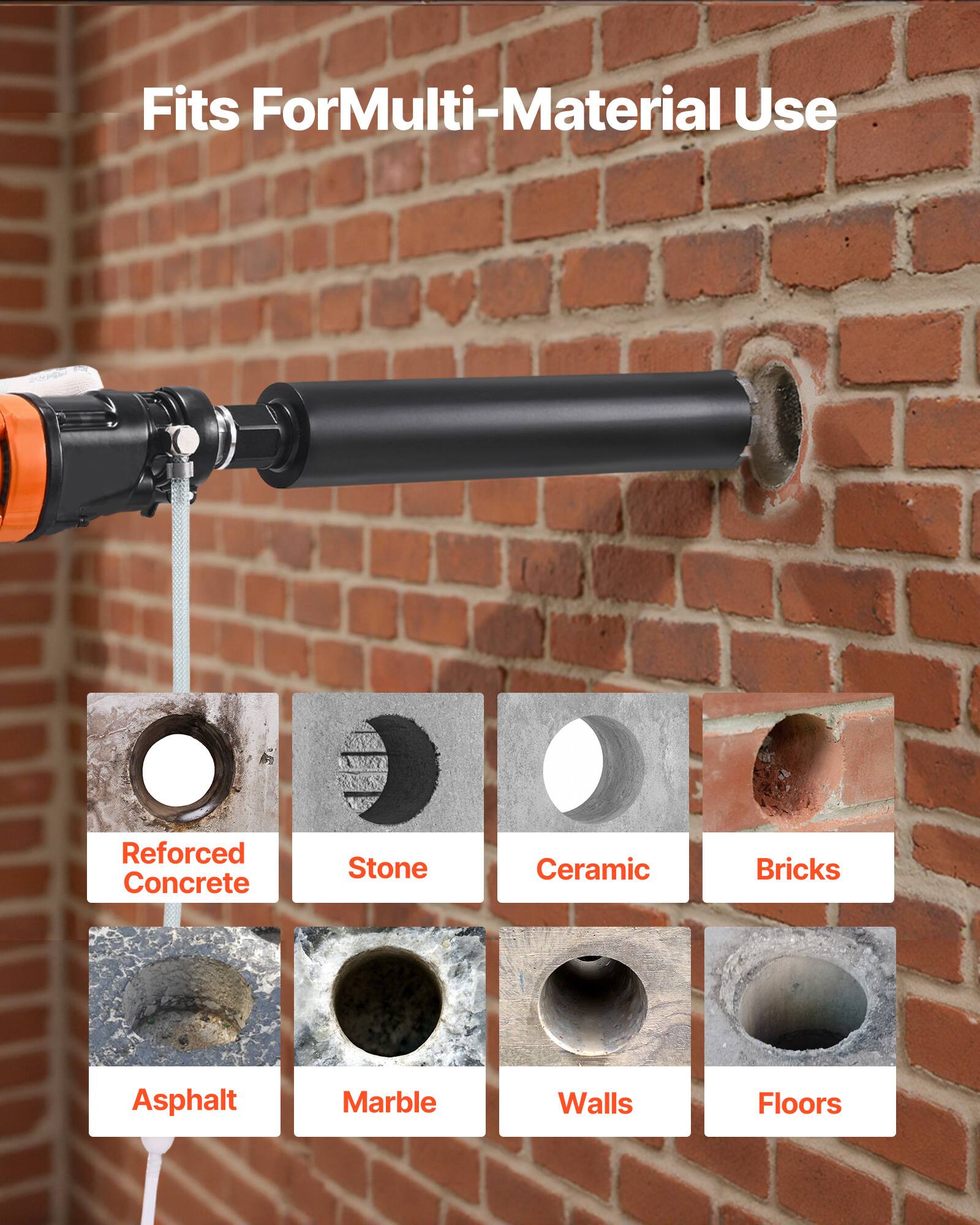 Fits For Multi-Material Use

Reinforced Concrete  
Stone  
Ceramic  
Bricks  
Asphalt  
Marble  
Walls  
Floors