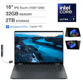 HP - OmniBook X Flip 2-in-1 Laptop 16.0 WUXGA (Intel Ultra 7-258V, 32GB LPDDR5X, 2TB PCIe SSD, Win 11 Pro) w/USB Hub - Eclipse Gray