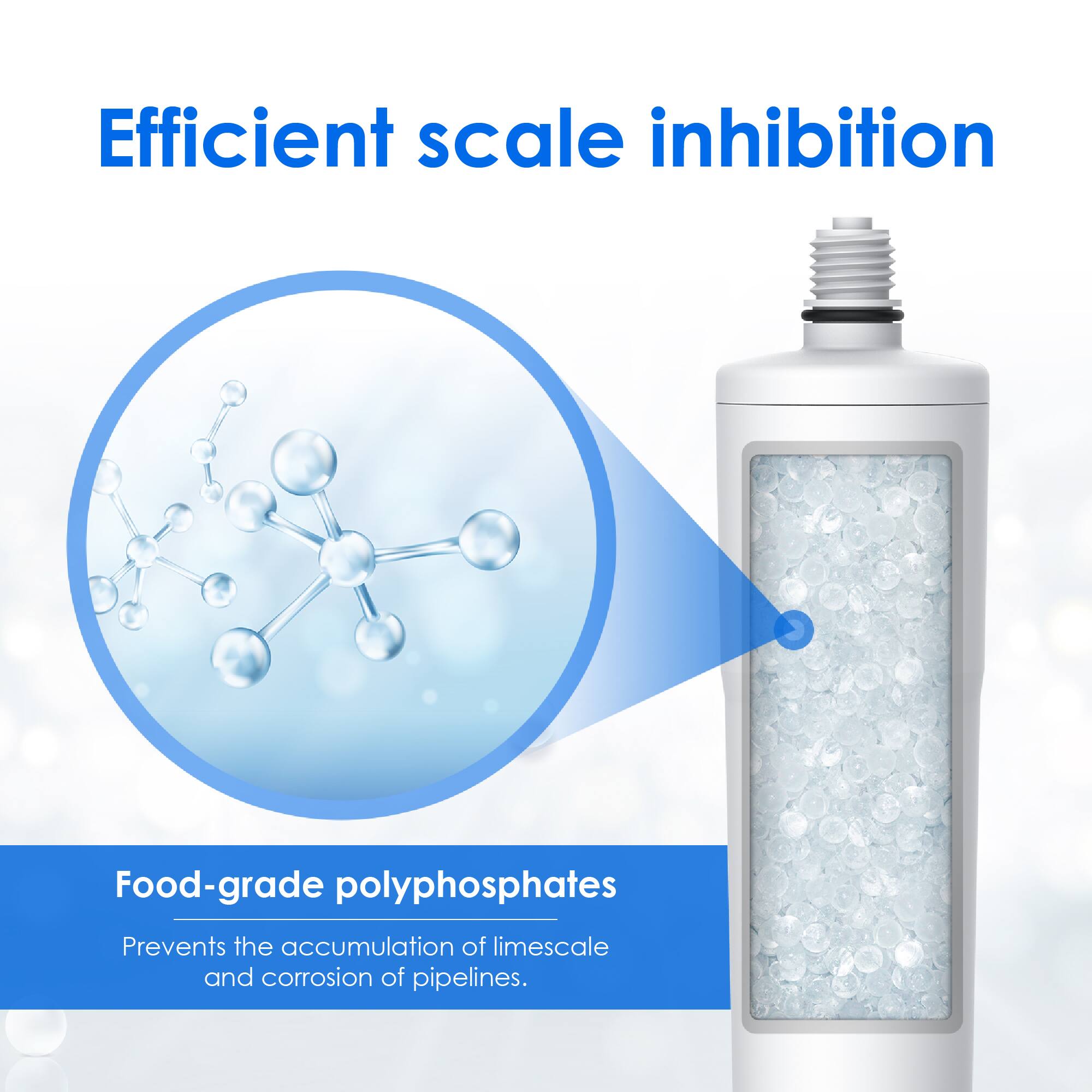 Efficient scale inhibition

Food-grade polyphosphates

Prevents the accumulation of limescale and corrosion of pipelines.