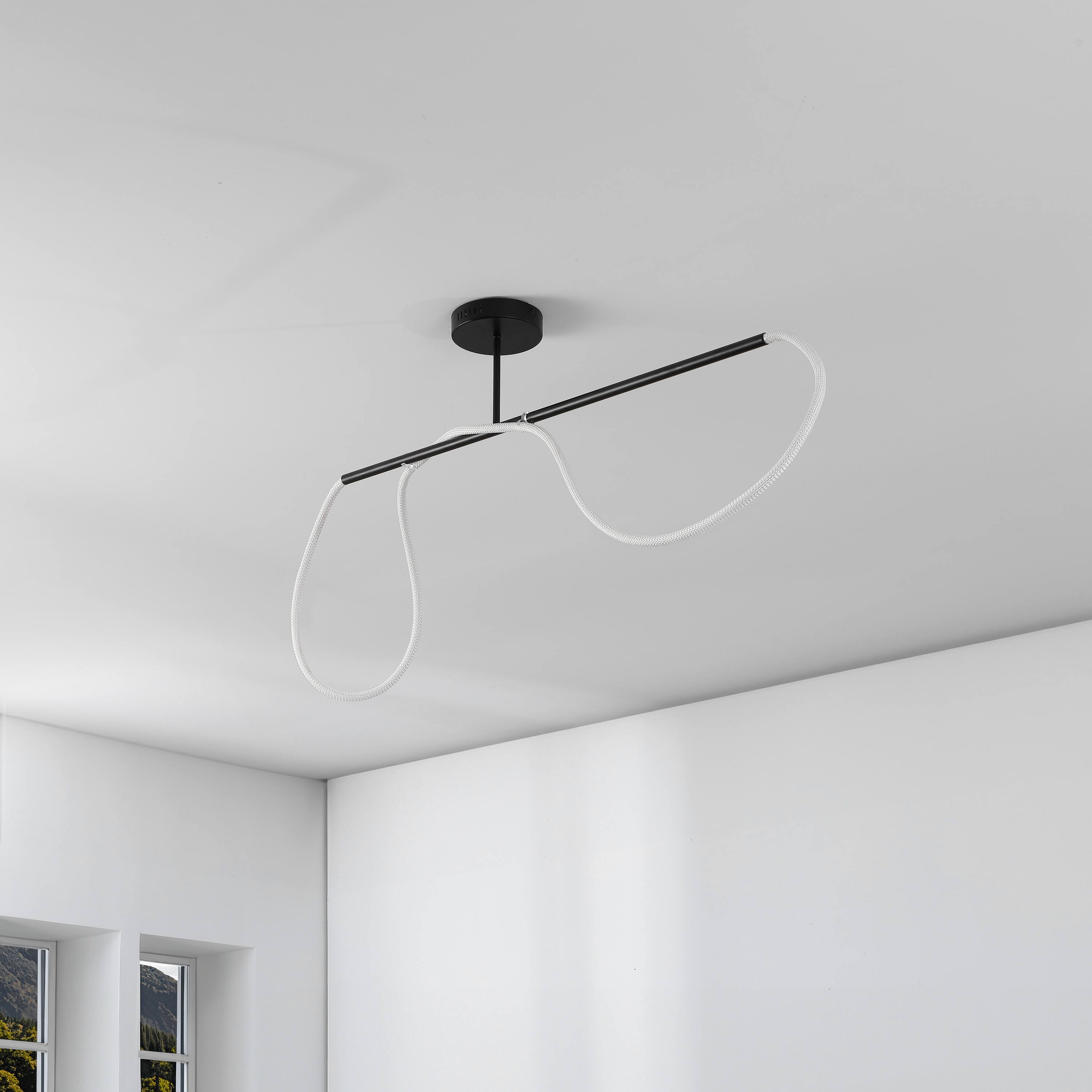 Alt View 5. Jonathan Y - Alessio 48" Contemporary Minimalist 360 Adjustable Silicone Neon Rope Dimmable Linear Integrated LED Flush Mount, Black - Black.