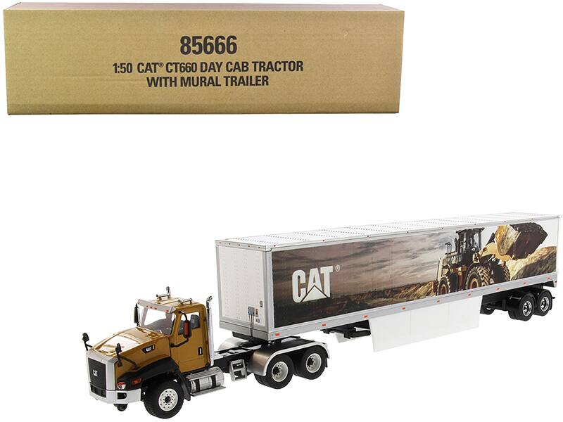 Diecast Masters - CAT Caterpillar CT660 Day Cab with Caterpillar Mural Dry Van Trailer "Transport Series" 1/50 Diecast - Multi