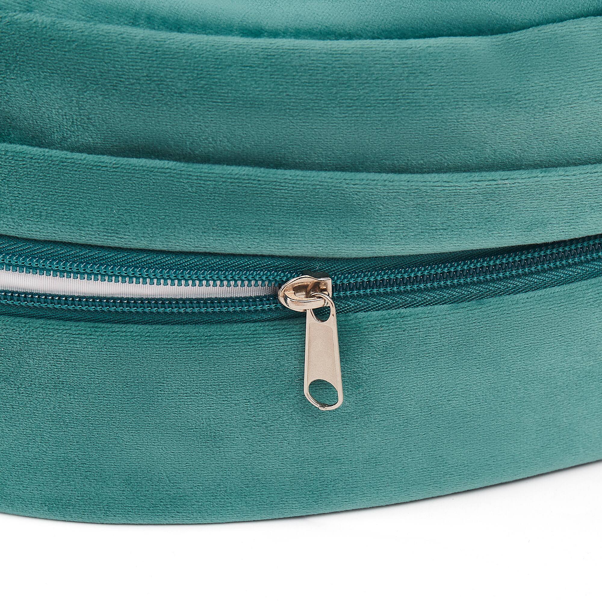 Left. Sweet Home Collection - Meditation Cushion, Round Yoga Pillow with carrying handle - Teal.