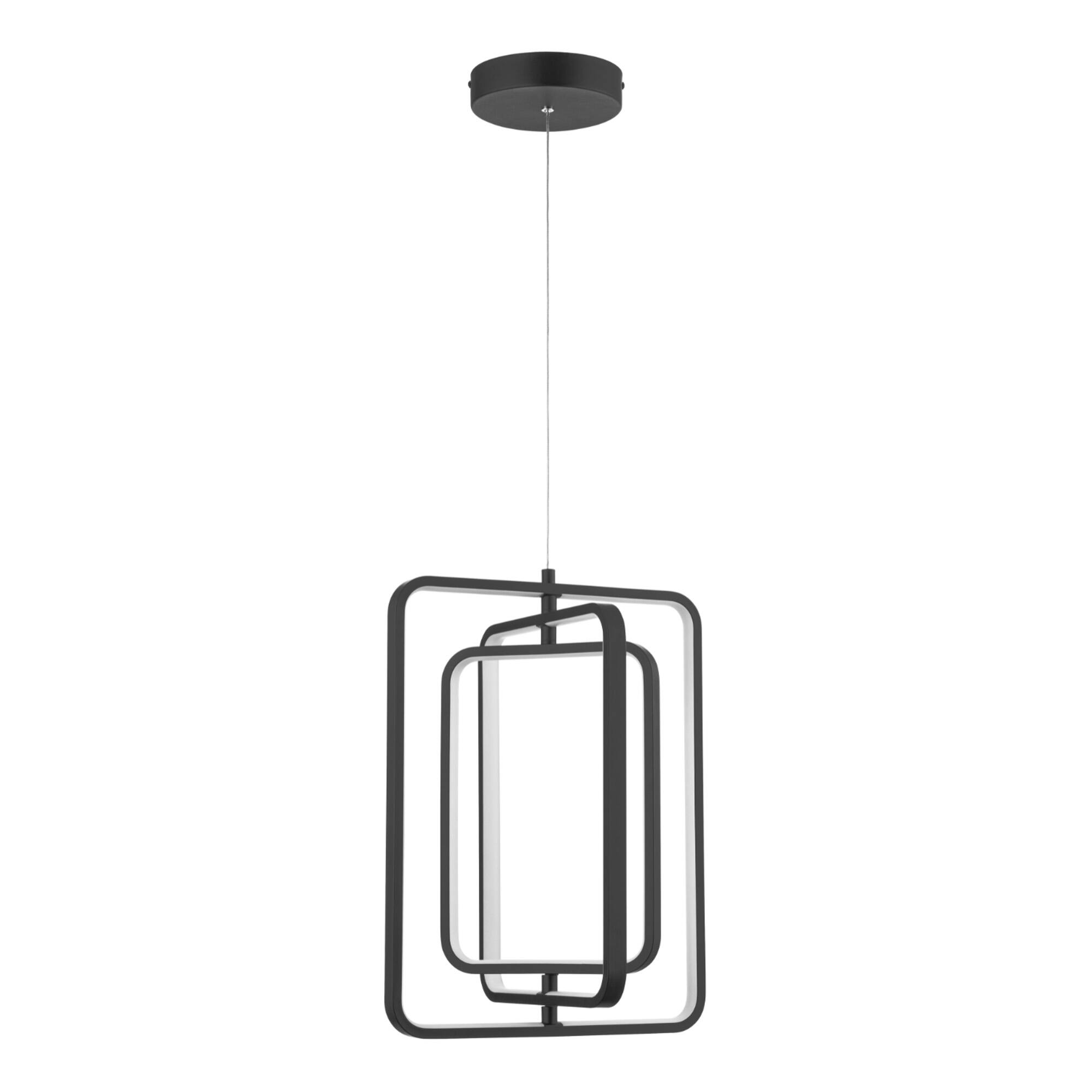 Front. Portage Bay - Portage Bay Contemporary Geometric LED Medium Hanging Pendant Light, Matte Black.