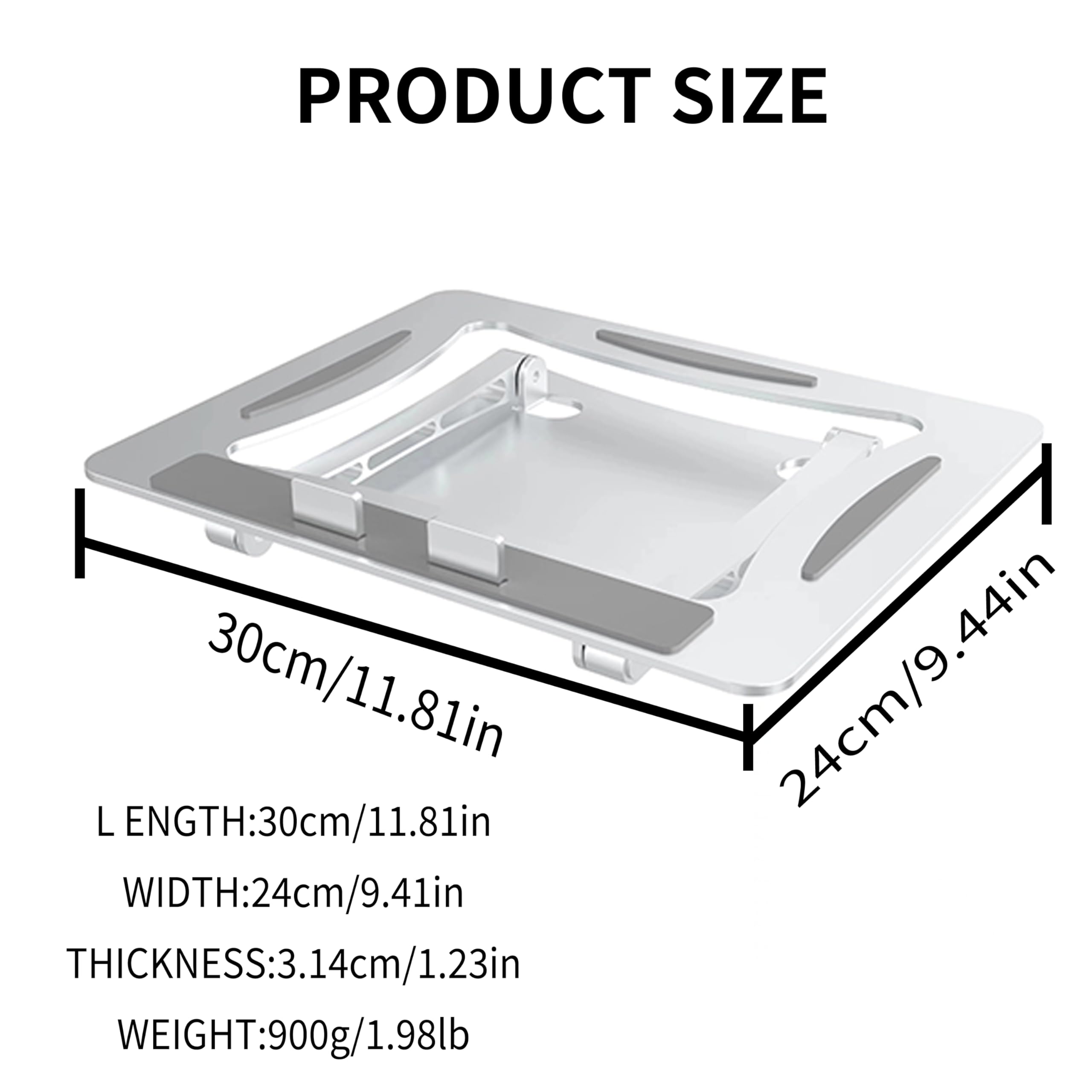 PRODUCT SIZE

LENGTH: 30cm/11.81in  
WIDTH: 24cm/9.41in  
THICKNESS: 3.14cm/1.23in  
WEIGHT: 900g/1.98lb
