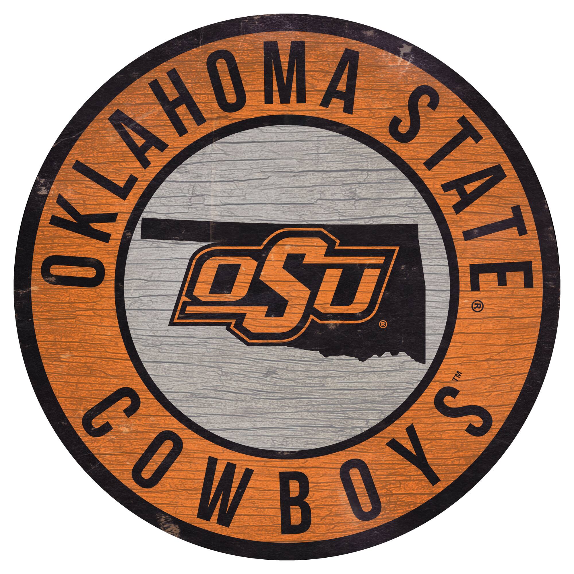 Oklahoma State Cowboys 12'' x 12'' State Circle Sign