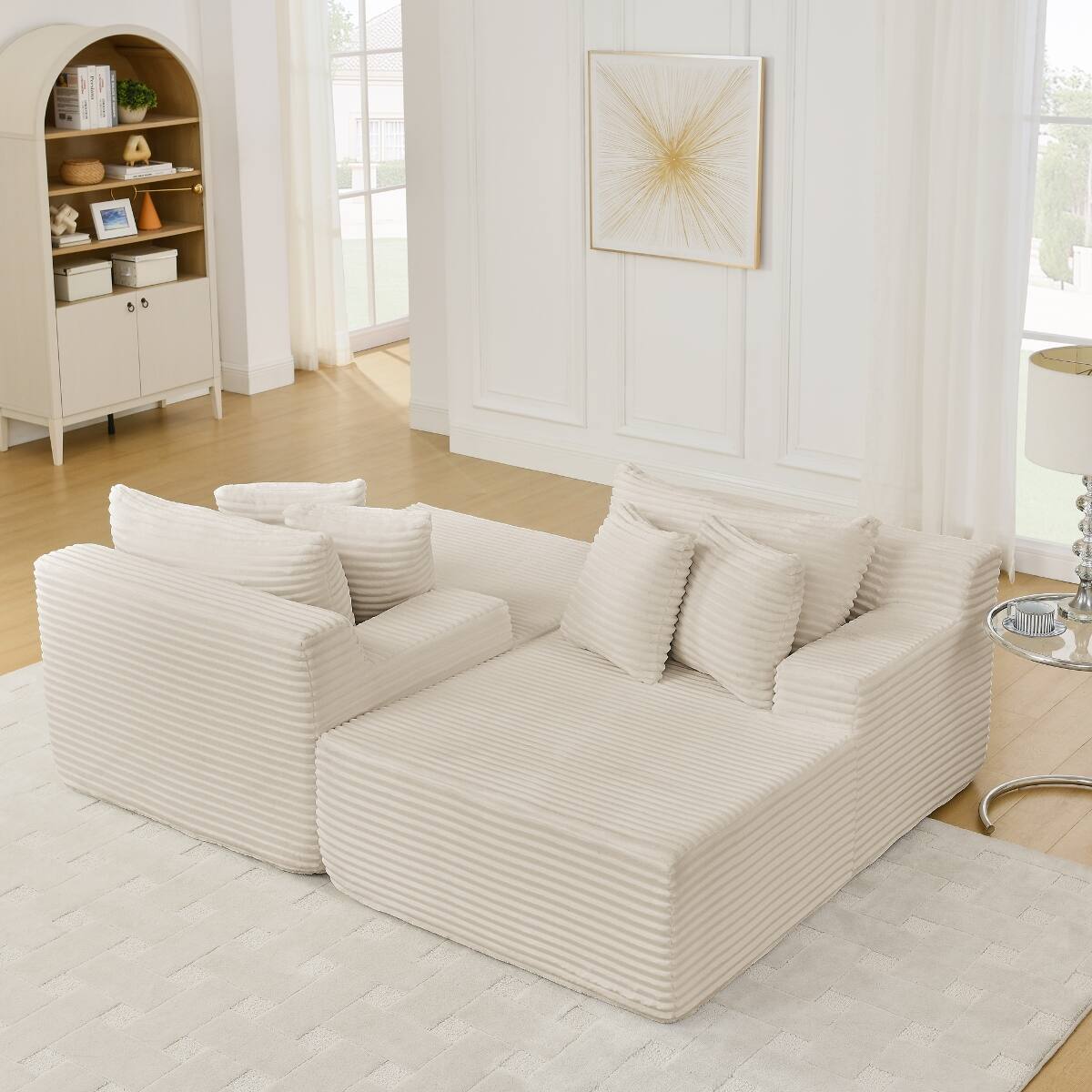 Back. Ropilly - Ropilly 2 Seater Lounge Sofa, Velvet Lounge Chair with High Density Foam, No Assembly Beige Sofa for Living Room - Beige.