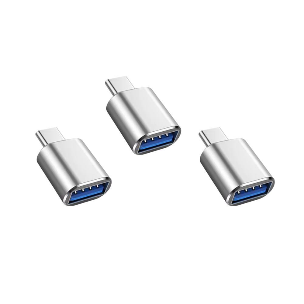 Alt View 1. Qixxronics - USB-C to USB Adapter (3 Pack), USB C Male to USB A Female Adapter,Type C OTG Converter Compatible with Type C Devices - Silver.