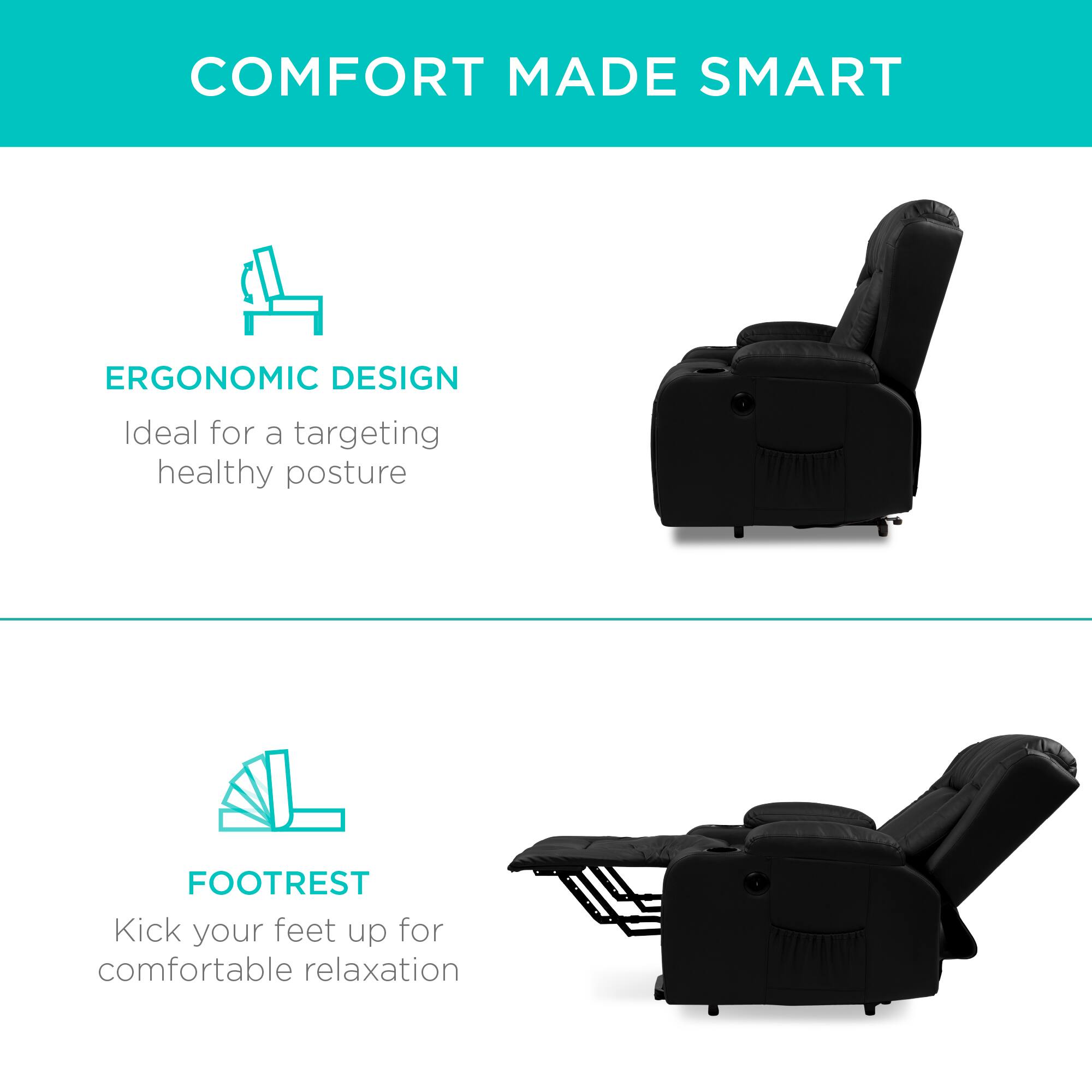 COMFORT MADE SMART

ERGONOMIC DESIGN  
Ideal for a targeting healthy posture

FOOTREST  
Kick your feet up for comfortable relaxation