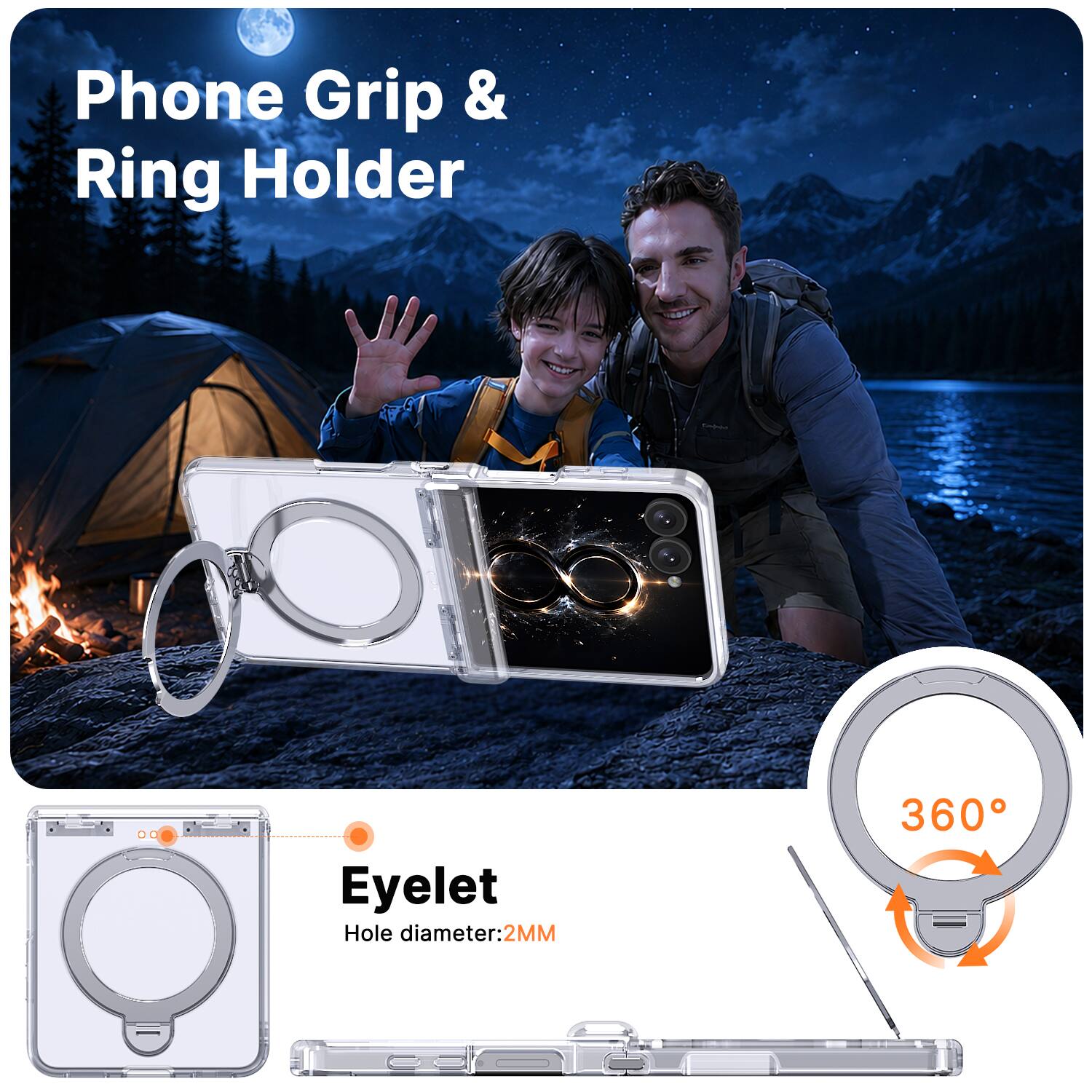 Phone Grip & Ring Holder

Eyelet Hole diameter: 2MM

360°