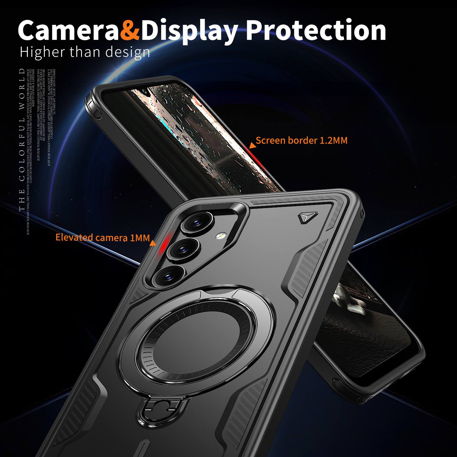 Camera & Display Protection  
Higher than design  

Screen border 1.2MM  
Elevated camera 1MM