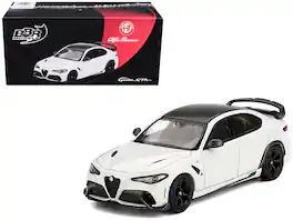 Alfa Romeo Giulia GTAm with Carbon Top 1/64 Diecast Model Car by BBR - White