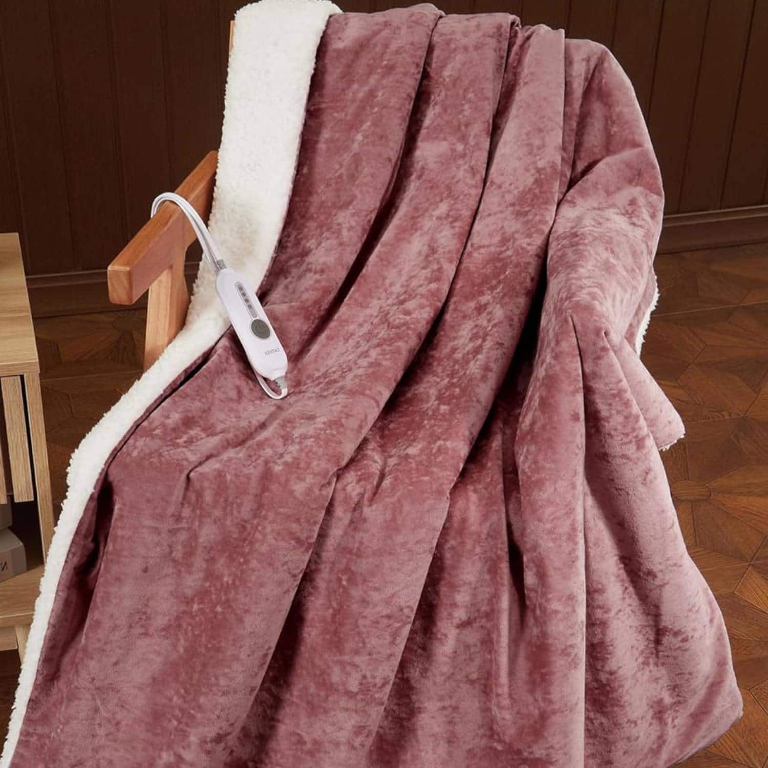 Acekool - 90"x100" Electric Heated Throw Blanket with 4 Heat Levels, Machine Washable - Pink