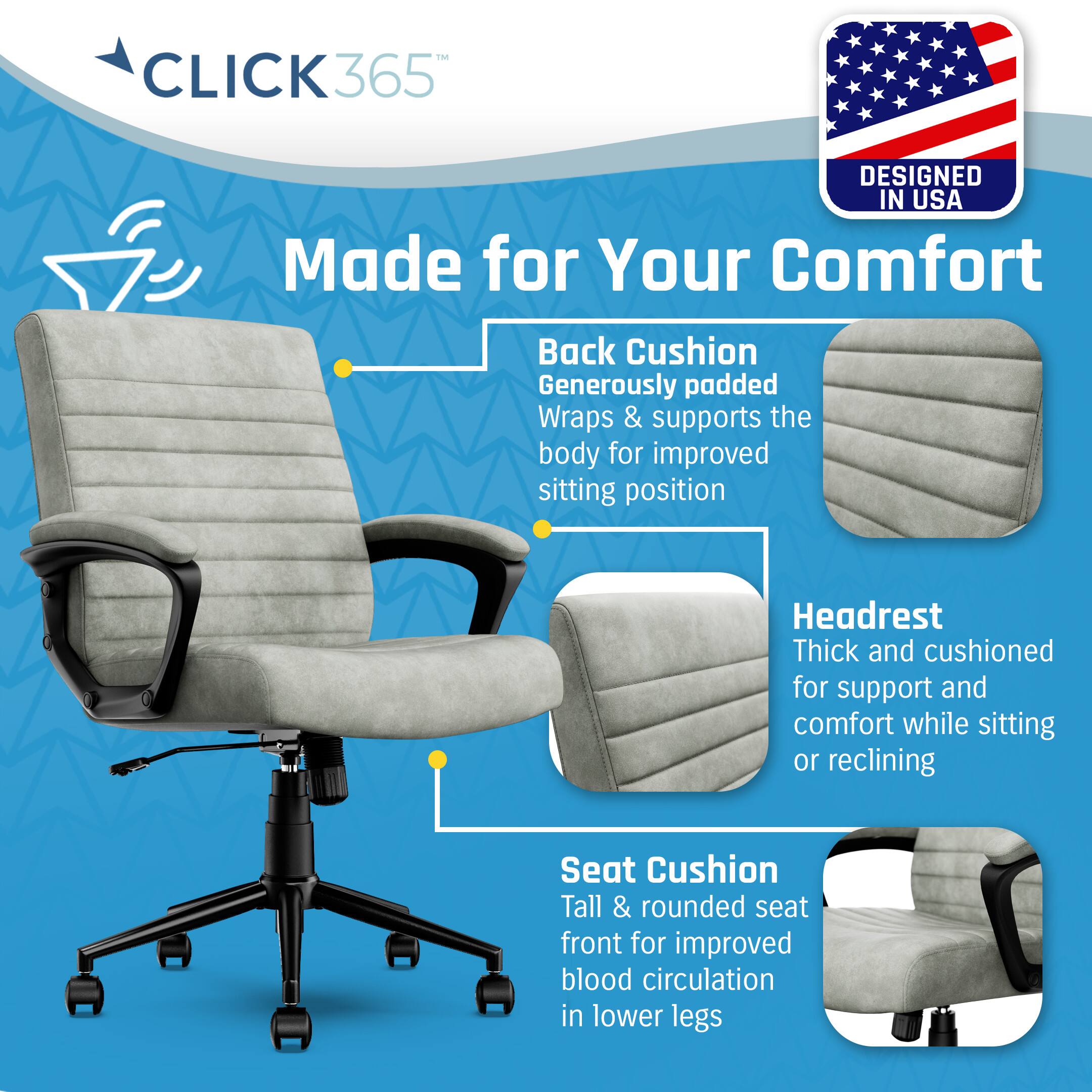 Left. Click365 - Transform 3.0 Extra Comfort Ergonomic Mid-Back Desk Chair - Gray.