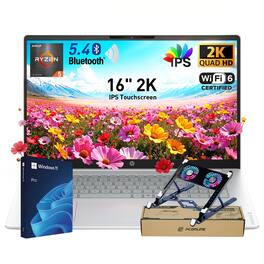 HP - Upgraded - OmniBook 3 16" FHD+ Touch Laptop - AMD Ryzen 5 40 - 16GB RAM 2TB SSD - Copilot - PCO Laptop Cooler- For Everyday Work - Silver