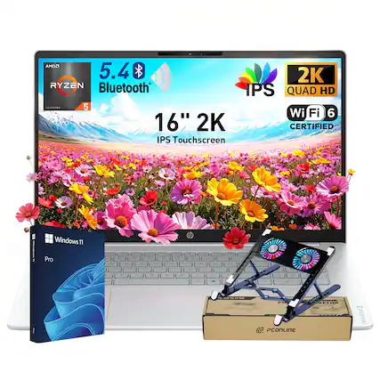 AMD Ryzen 5 5.4 2K Bluetooth IPS QUAD HD 16" 2K CERTIFIED IPS Touchscreen Wi-Fi 6 Windows 11 Pro