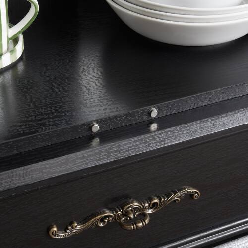 Back. LUCKY ONE - 25.98in Freestanding Lighted Curio Cabinet with Drawer and Adjustable Shelves for Wine Collectibles - Black.