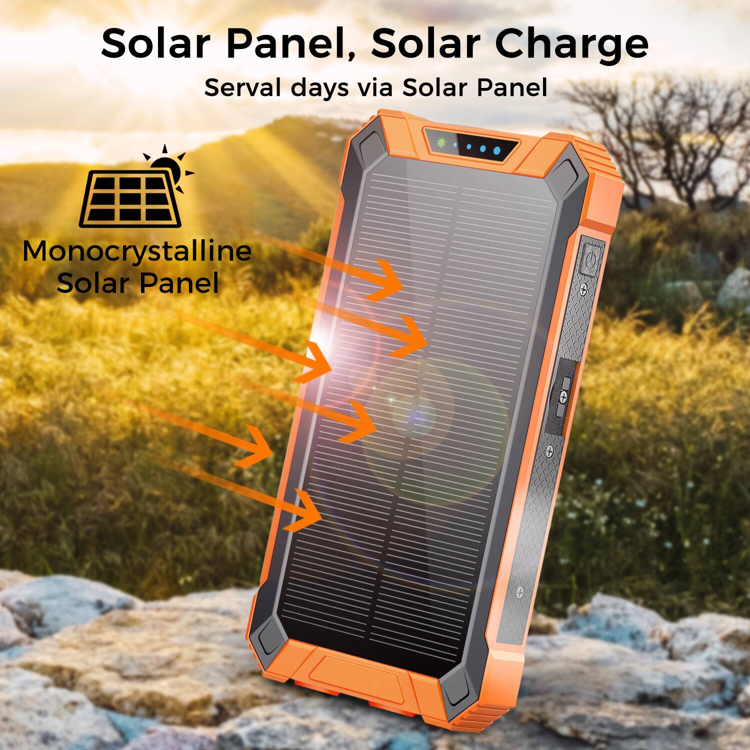 Solar Panel, Solar Charge, Serval days via Solar Panel, Monocrystalline Solar Panel