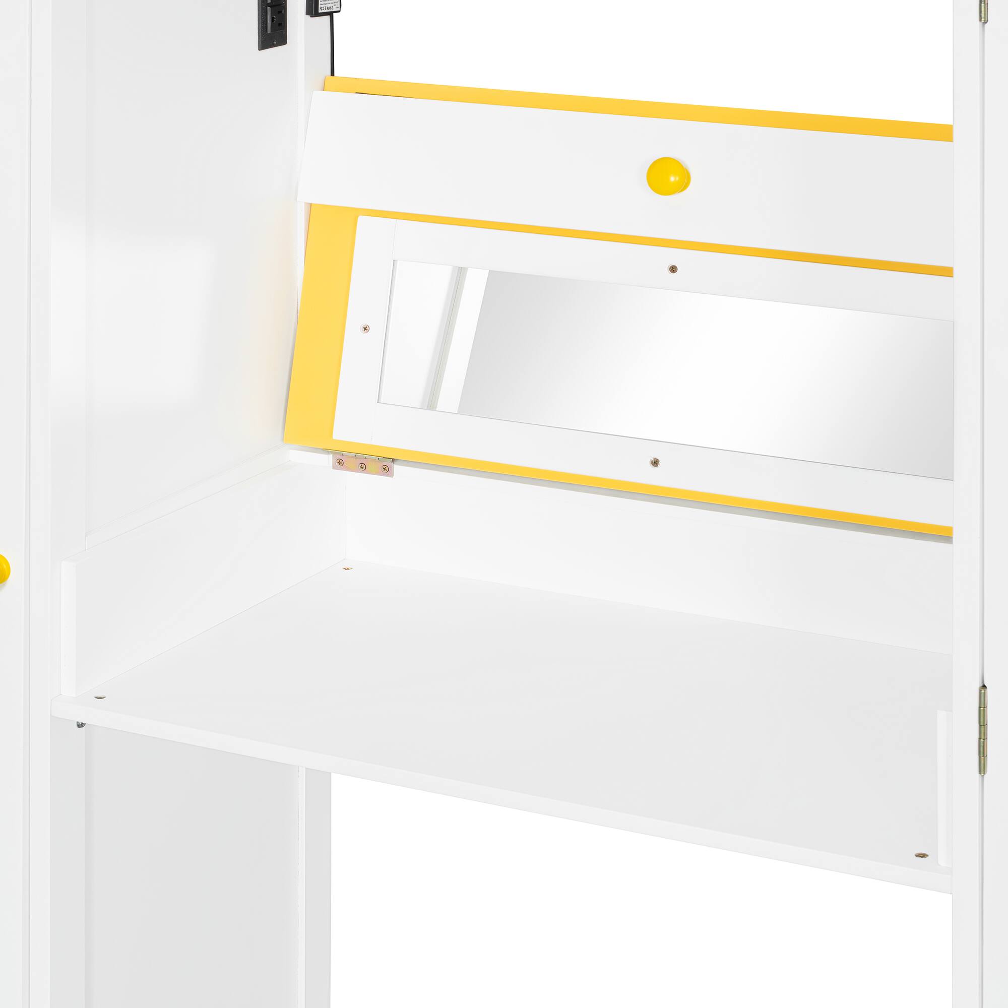 Alt View 5. Anysun - Full Size Loft Bed with Storage Staircase - Built-In Dressing Table & Mirror, Wardrobe, USB Ports & Lights - Yellow.