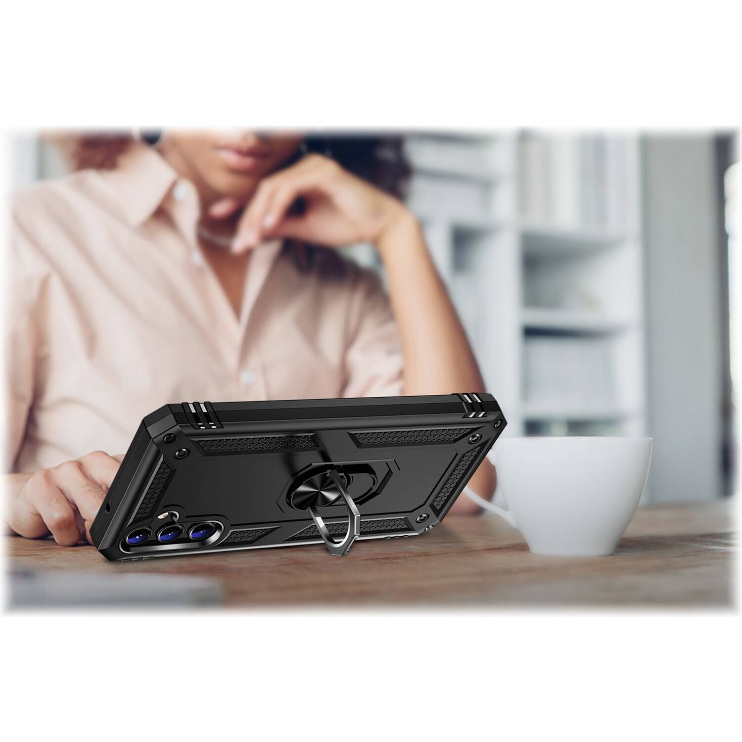 Alt View 13. SaharaCase - Military Kickstand Series with Belt Clip Case for Samsung Galaxy A14 5G - Black.