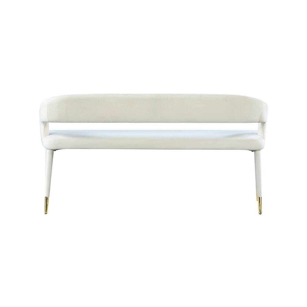 Angle. Meridian Furniture - Destiny Cream Velvet Bench - Cream Velvet.