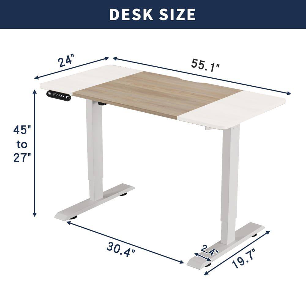 DESK SIZE

- 24" 
- 55.1"
- 45" to 27"
- 30.4"
- 2.4"
- 19.7"