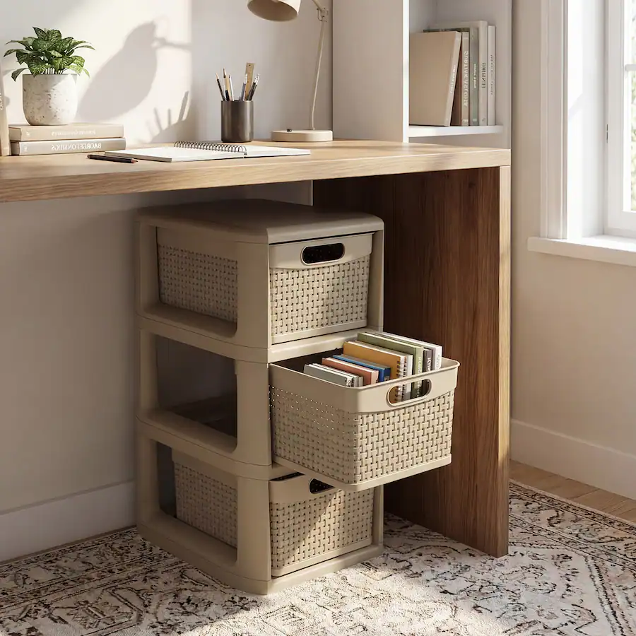 Costway 2 PCS 3 Drawer Storage File Organizer Box with Wicker Patterns ...