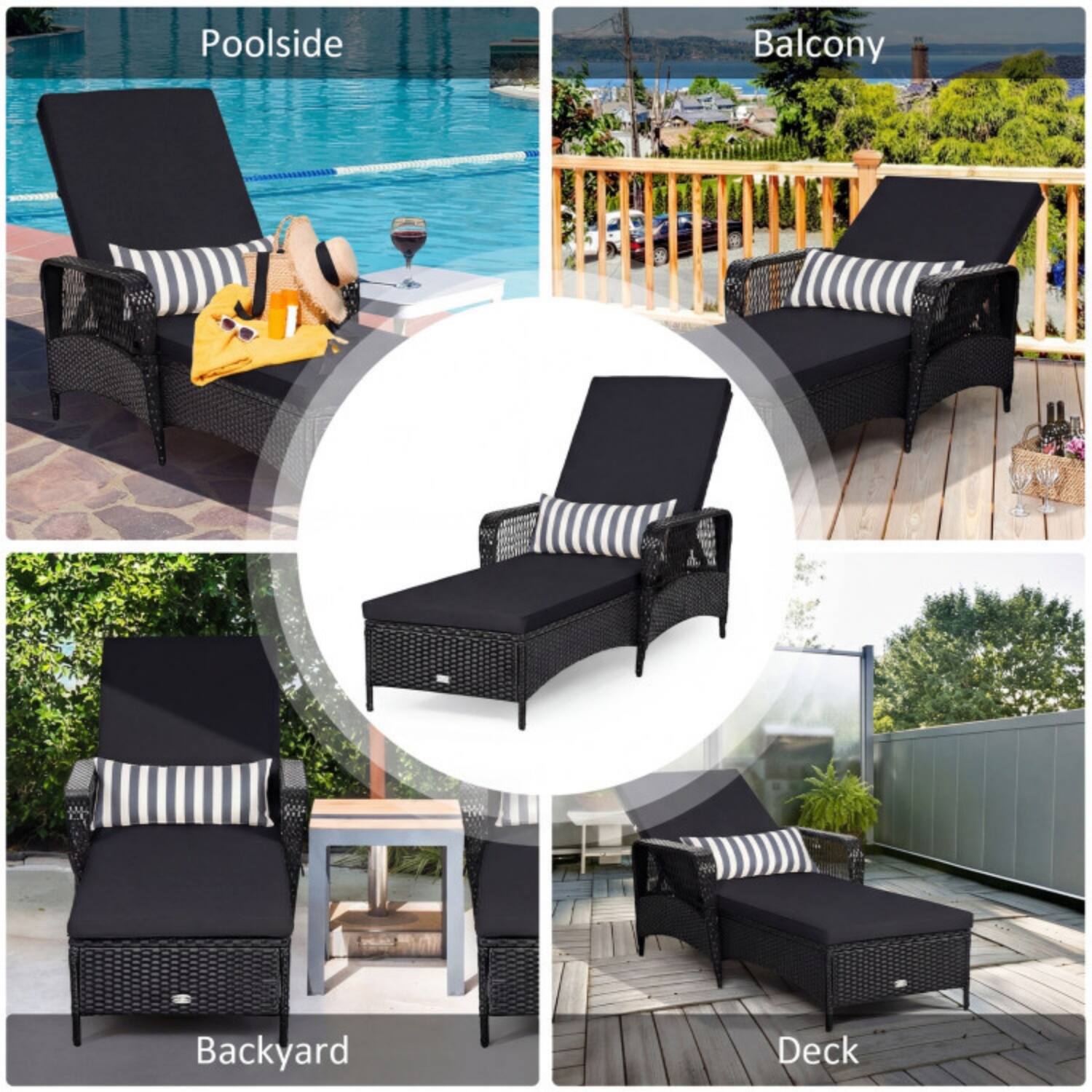 Poolside  
Balcony  
Backyard  
Deck