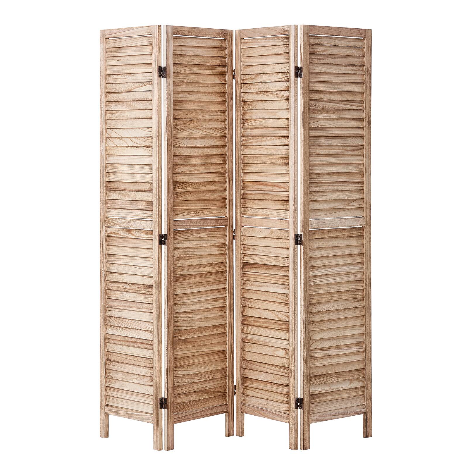 Alt View 5. VEVOR - Wood Room Divider, 4 Panel Wood Folding Privacy Screen, 66.9 Inches Tall Indoor Louvered Wooden Partition - Wood.