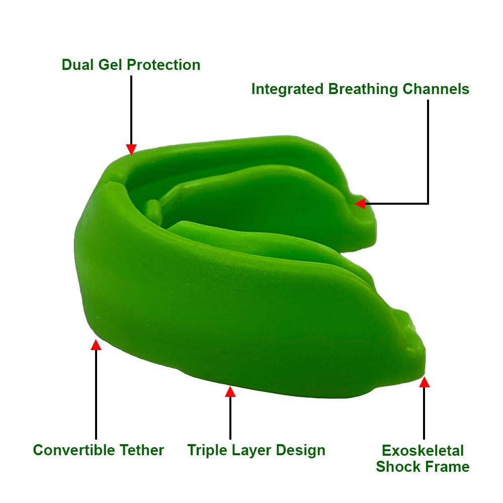 Dual Gel Protection  
Integrated Breathing Channels  
Convertible Tether  
Triple Layer Design  
Exoskeletal Shock Frame