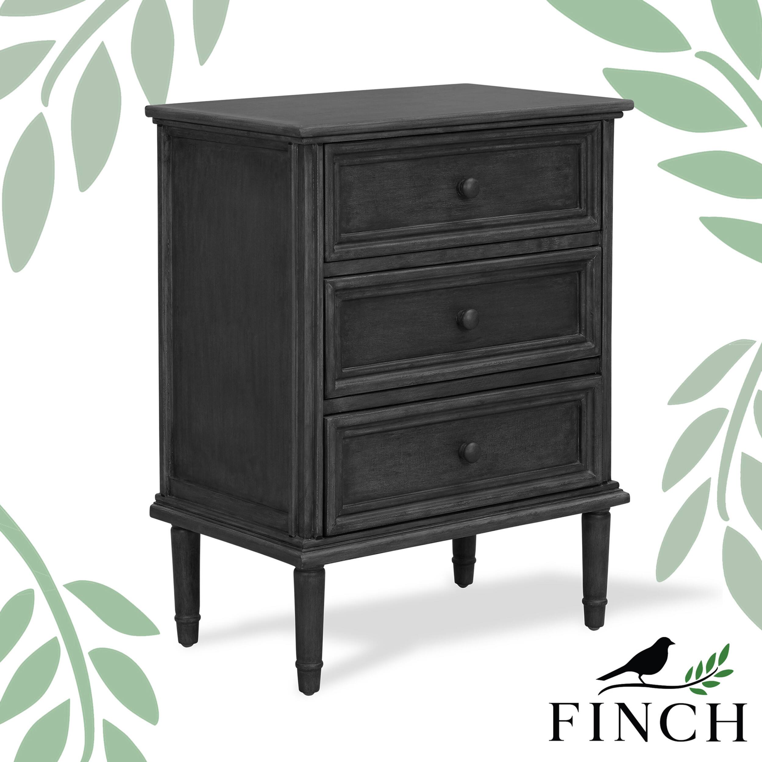 Angle. Finch - Webster 3-Drawer Storage Cabinet - Dark Gray.