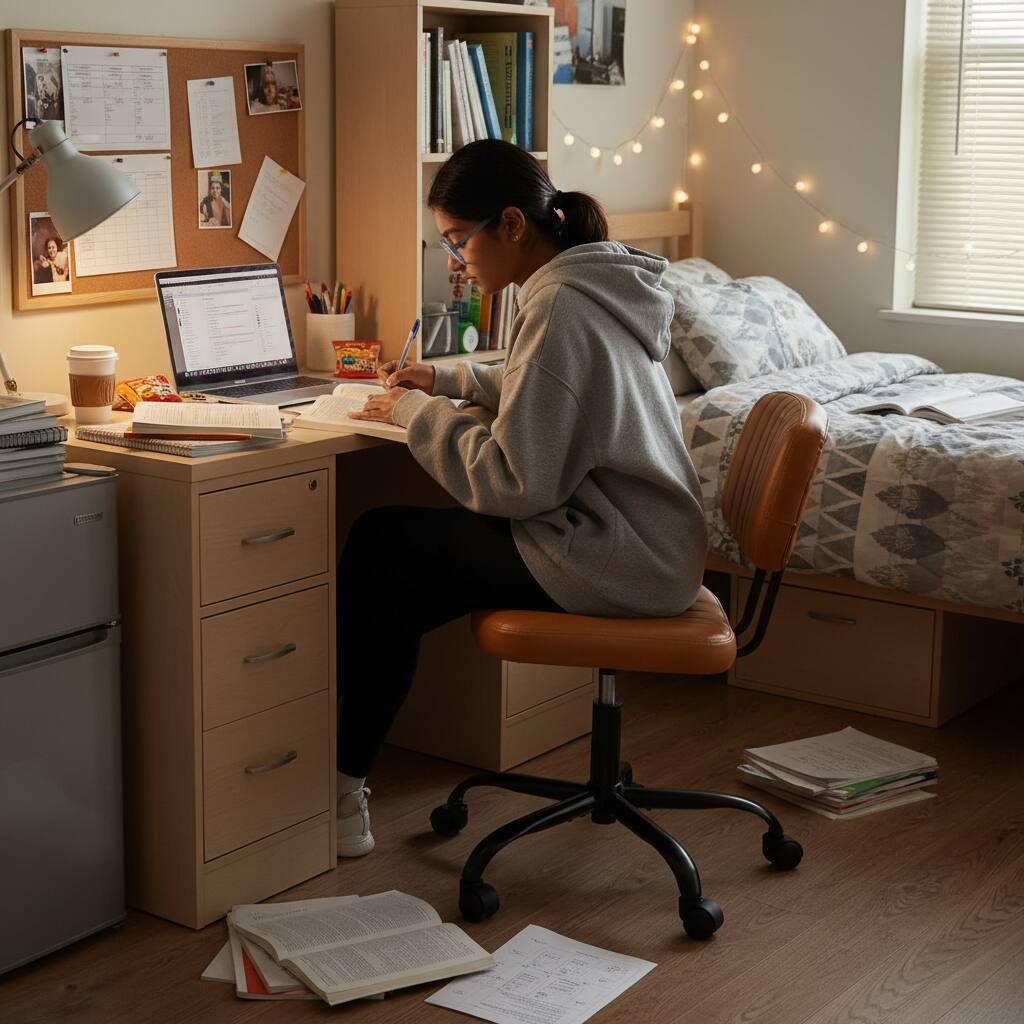 Angle. AOITUN - Small Office Desk Chair with Wheels, Armless Compact Seat - Brown.