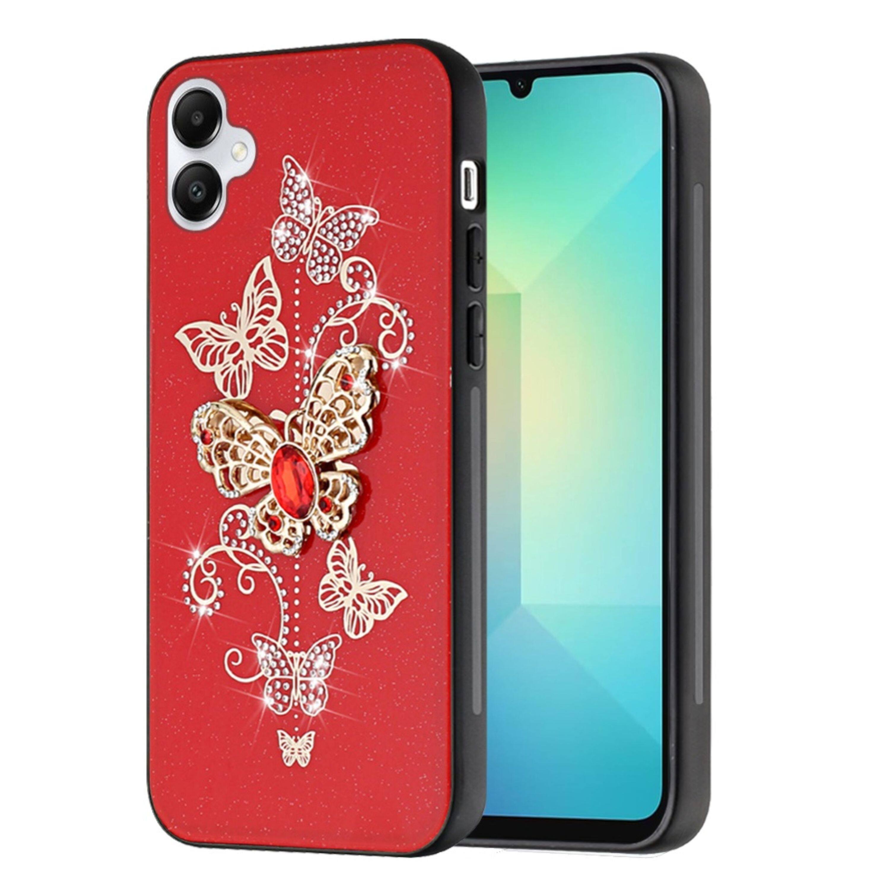 Kitcheniva - Diamond Charms Glitter Design Phone Case For Samsung Galaxy A06 Garden Butterflies - Red price history on PriceWatchPro