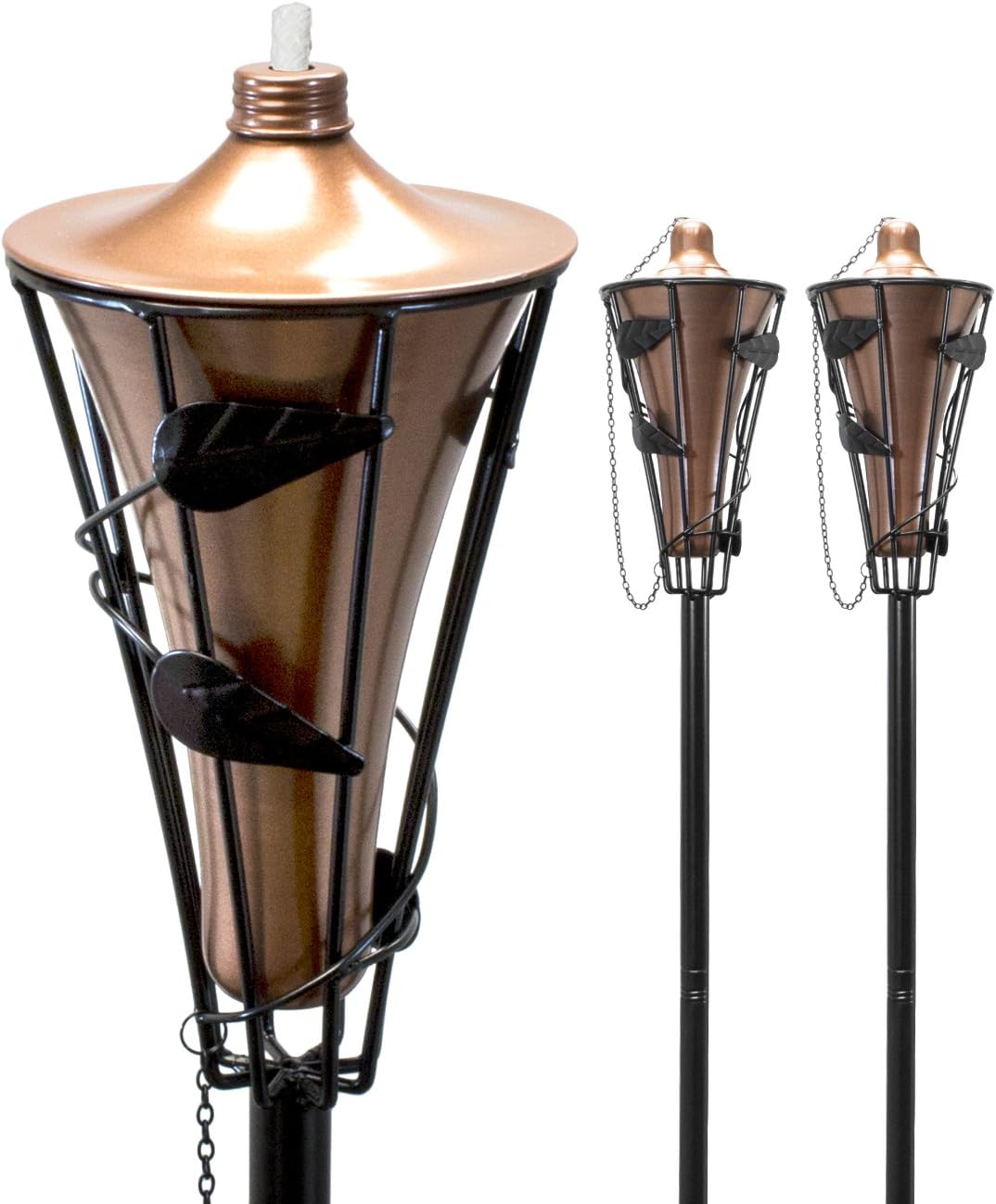 Alt View 8. Sorbus - Matney Outdoor Metal Patio Torches Use for Deck, Patio, Back Yard, Outdoor parties, Wedding – Includes Fiberglass Wick - Bronze 2 Pack.